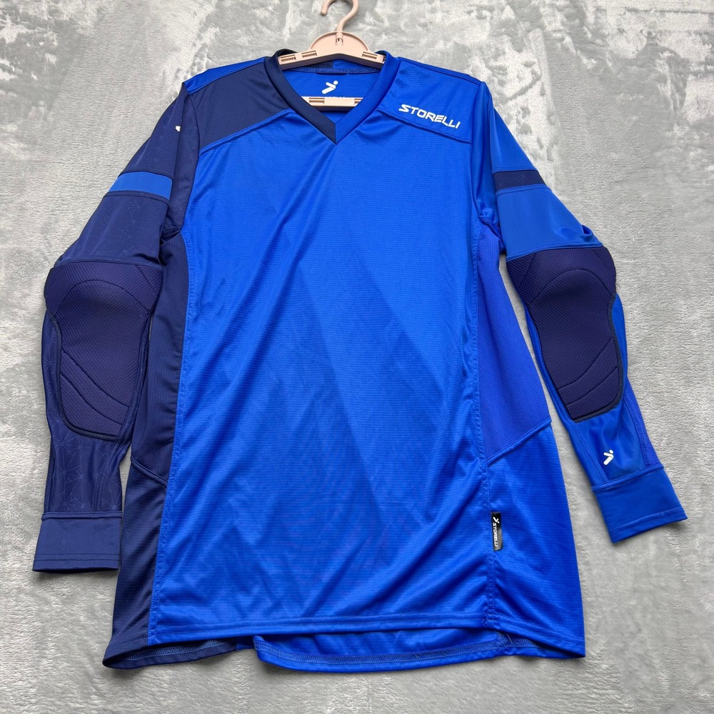 Storelli ExoShield Gladiator Goalkeeper Jersey Mens Large Blue Padded Soccer